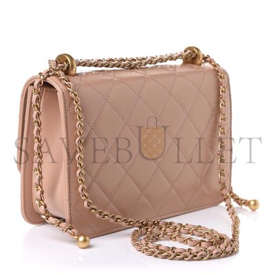 CHANEL CALFSKIN QUILTED PERFECT FIT FLAP BEIGE  (22*14*8cm)